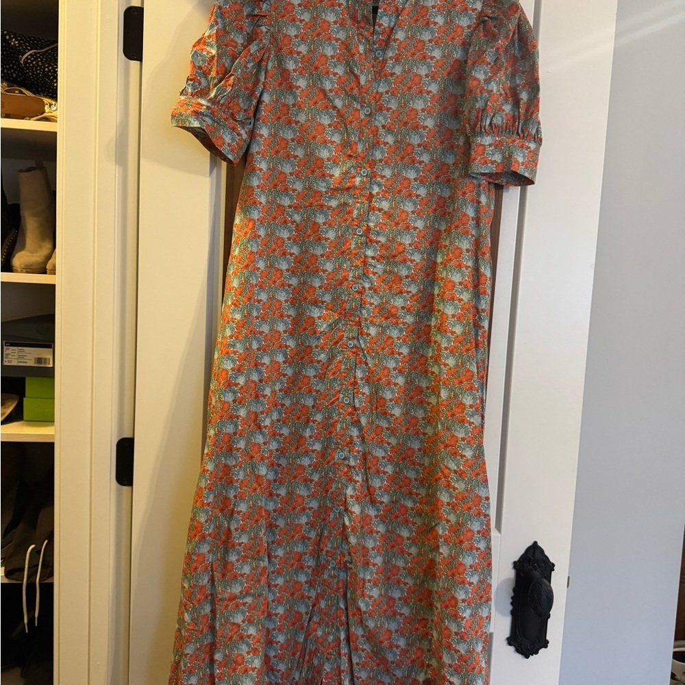 Hyacinth House Floral Maxi Dress in Orange and Blue